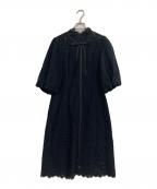 Reneルネ）の古着「S/Sカットレースワンピース」｜ネイビー