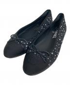 CHANELシャネル）の古着「ココマークツイードバレエパンプス」｜ブラック