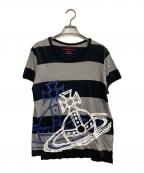 Vivienne Westwood RED LABELヴィヴィアンウエストウッドレッドレーベル）の古着「ボーダープリントTシャツ」｜グレー×ブラック