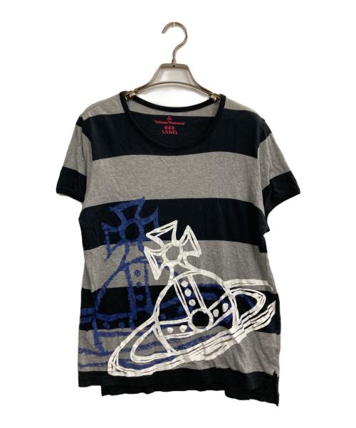 Vivienne Westwood RED LABEL（ヴィヴィアンウエストウッドレッドレーベル）Vivienne Westwood RED LABEL (ヴィヴィアンウエストウッドレッドレーベル) ボーダープリントTシャツ グレー×ブラック サイズ:3の古着・服飾アイテム