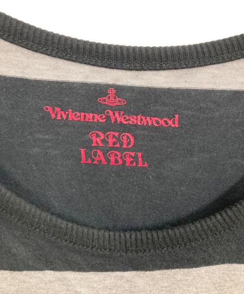Vivienne Westwood RED LABEL（ヴィヴィアンウエストウッドレッドレーベル）Vivienne Westwood RED LABEL (ヴィヴィアンウエストウッドレッドレーベル) ボーダープリントTシャツ グレー×ブラック サイズ:3の古着・服飾アイテム