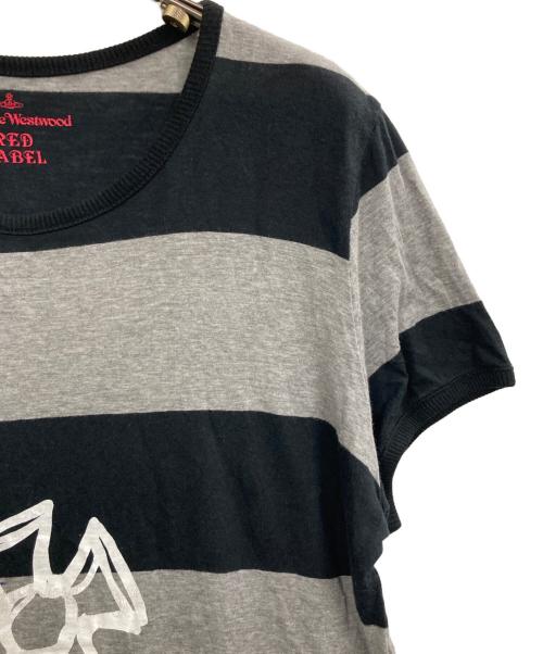 Vivienne Westwood RED LABEL（ヴィヴィアンウエストウッドレッドレーベル）Vivienne Westwood RED LABEL (ヴィヴィアンウエストウッドレッドレーベル) ボーダープリントTシャツ グレー×ブラック サイズ:3の古着・服飾アイテム