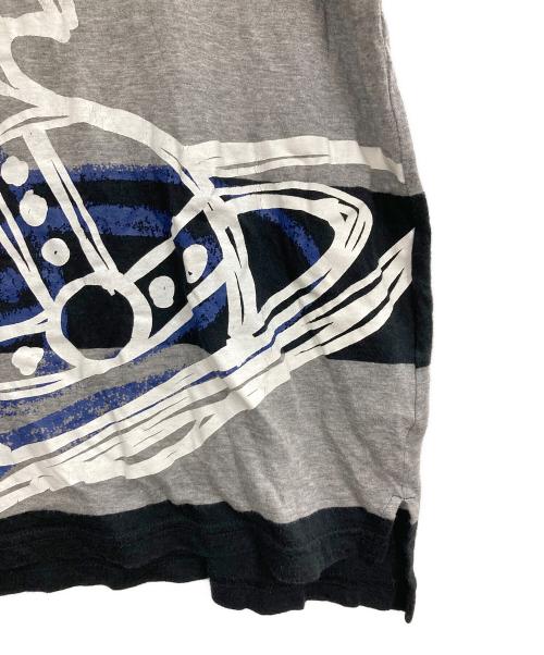 Vivienne Westwood RED LABEL（ヴィヴィアンウエストウッドレッドレーベル）Vivienne Westwood RED LABEL (ヴィヴィアンウエストウッドレッドレーベル) ボーダープリントTシャツ グレー×ブラック サイズ:3の古着・服飾アイテム
