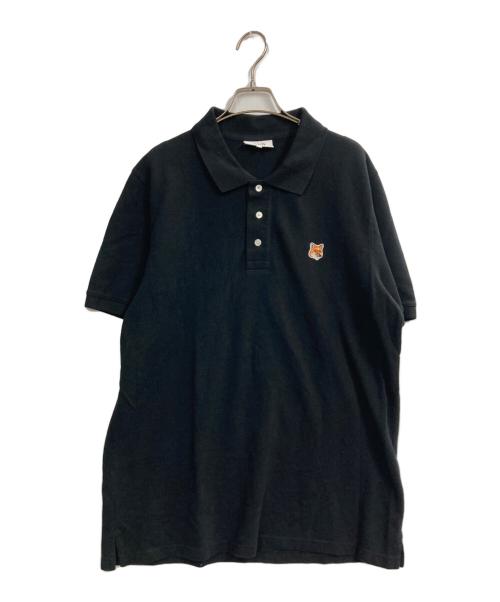 maison kitsune（アシッドメゾンキツネ）MAISON KITSUNE (メゾンキツネ) フォックスヘッド ポロシャツ ブラック サイズ:Lの古着・服飾アイテム