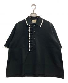 UNITED ARROWS（ユナイテッドアローズ）の古着「ミニマルフリル ニット」｜ブラック