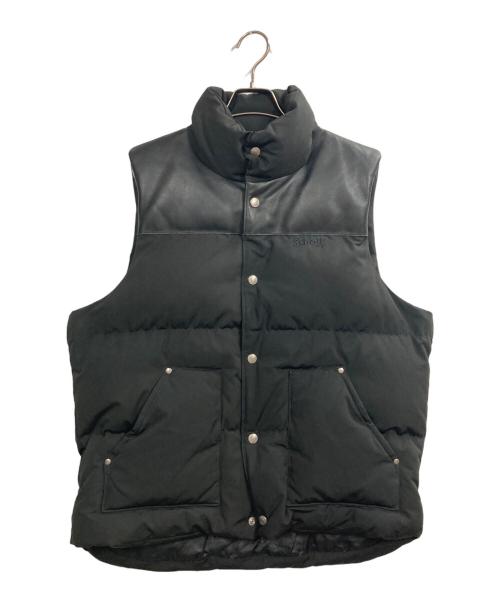 Schott（ショット）Schott (ショット) レザー切替ダウンベスト ブラック サイズ:Mの古着・服飾アイテム