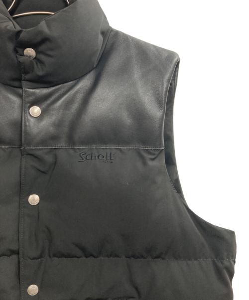 Schott（ショット）Schott (ショット) レザー切替ダウンベスト ブラック サイズ:Mの古着・服飾アイテム