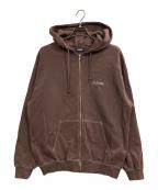 X-LARGEエクストララージ）の古着「TOPRHINESTONE OG ZIP HOODED SWEATSHIRT」｜ブラウン