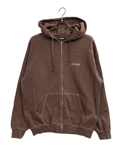 X-LARGE（エクストララージ）X-LARGE (エクストララージ) TOPRHINESTONE OG ZIP HOODED SWEATSHIRT ブラウン サイズ:Lの古着・服飾アイテム