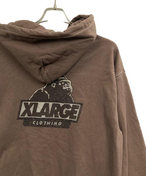 X-LARGE（エクストララージ）X-LARGE (エクストララージ) TOPRHINESTONE OG ZIP HOODED SWEATSHIRT ブラウン サイズ:Lの古着・服飾アイテム