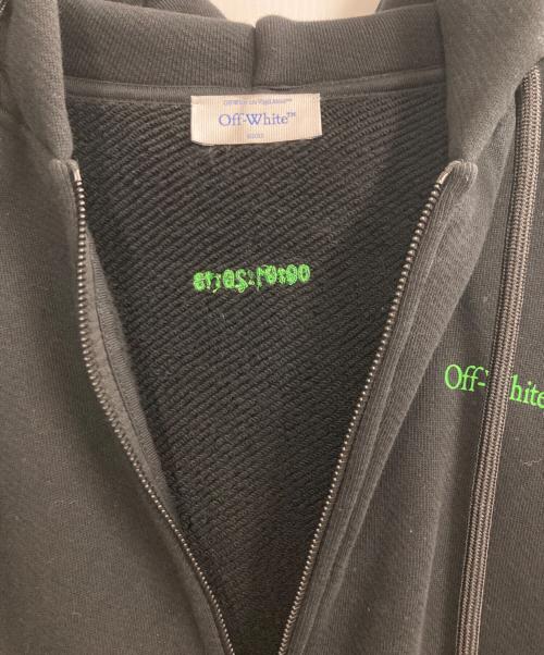 OFFWHITE（オフホワイト）OFFWHITE (オフホワイト) Arrows-print zip-up cotton hoodie ブラック サイズ:Lの古着・服飾アイテム