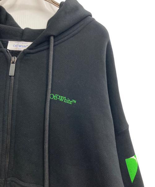 OFFWHITE（オフホワイト）OFFWHITE (オフホワイト) Arrows-print zip-up cotton hoodie ブラック サイズ:Lの古着・服飾アイテム