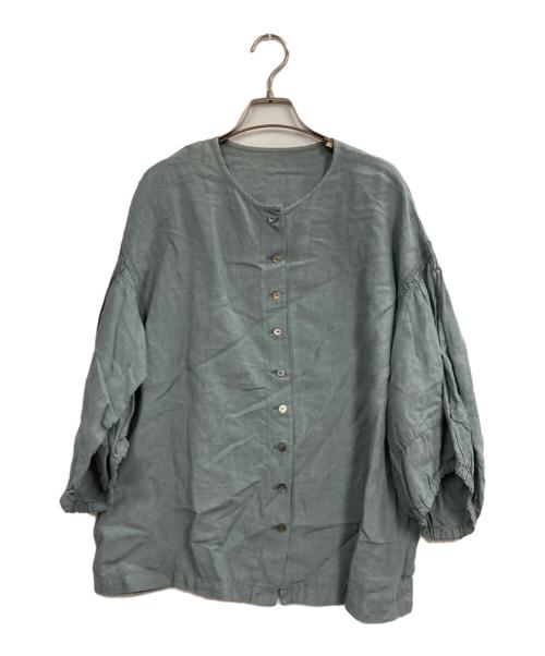 nest Robe（ネストローブ）nest Robe (ネストローブ) リネンボリュームスリーブブラウス グリーン サイズ:Fの古着・服飾アイテム