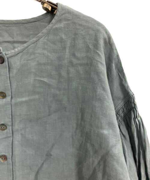 nest Robe（ネストローブ）nest Robe (ネストローブ) リネンボリュームスリーブブラウス グリーン サイズ:Fの古着・服飾アイテム
