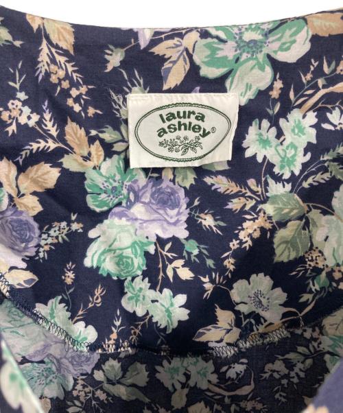 LAURA ASHLEY（ローラ アシュレイ）LAURA ASHLEY (ローラ アシュレイ) 半袖花柄ワンピース ネイビー サイズ:11の古着・服飾アイテム