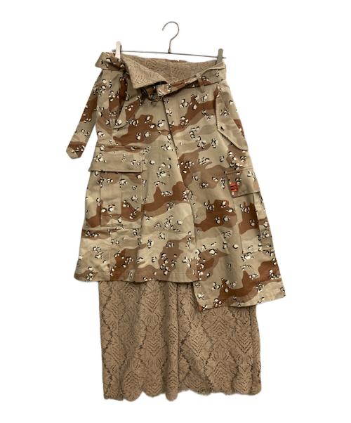 Maison MIHARA YASUHIRO（メゾン ミハラ ヤスヒロ）Maison MIHARA YASUHIRO (メゾン ミハラ ヤスヒロ) 切替レースカモ柄パンツ ベージュ サイズ:38の古着・服飾アイテム