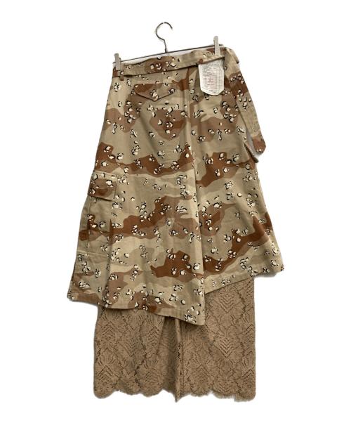 Maison MIHARA YASUHIRO（メゾン ミハラ ヤスヒロ）Maison MIHARA YASUHIRO (メゾン ミハラ ヤスヒロ) 切替レースカモ柄パンツ ベージュ サイズ:38の古着・服飾アイテム