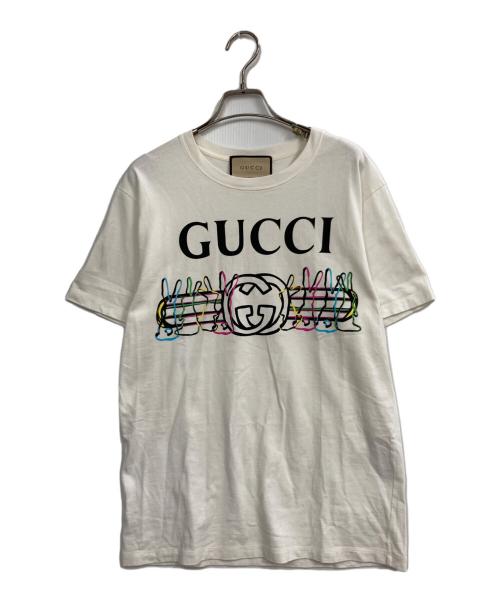 GUCCI（グッチ）GUCCI (グッチ) Logo Bunny Print Cotton Jersey T-Shirt ホワイト サイズ:XXSの古着・服飾アイテム