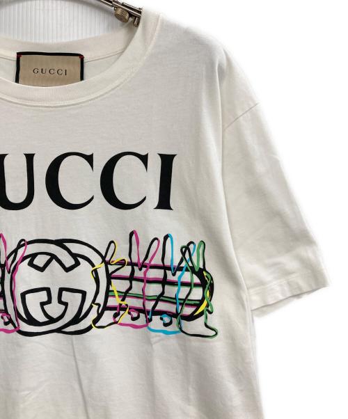 GUCCI（グッチ）GUCCI (グッチ) Logo Bunny Print Cotton Jersey T-Shirt ホワイト サイズ:XXSの古着・服飾アイテム