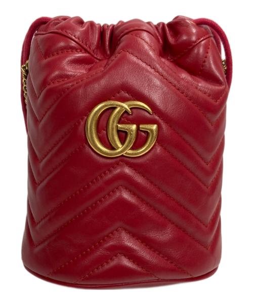 GUCCI（グッチ）GUCCI (グッチ) ミニバケットショルダーバッグ ハイビスカスレッドの古着・服飾アイテム