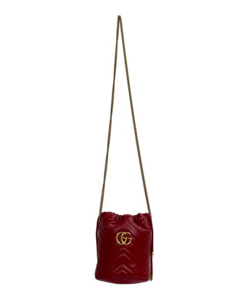 GUCCI（グッチ）GUCCI (グッチ) ミニバケットショルダーバッグ ハイビスカスレッドの古着・服飾アイテム