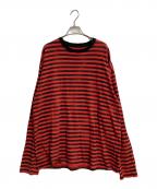 MINEDENIMマインデニム）の古着「Hazy Border L/S T-SHRT」｜レッド