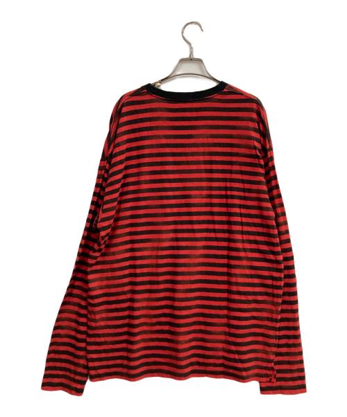 MINEDENIM（マインデニム）MINEDENIM (マインデニム) Hazy Border L/S T-SHRT レッド サイズ:XLの古着・服飾アイテム