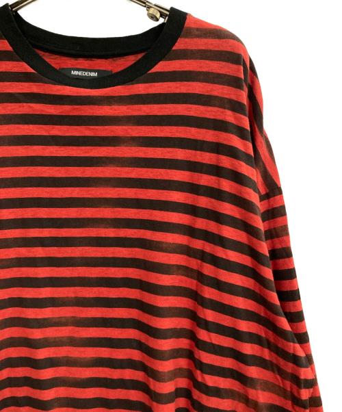 MINEDENIM（マインデニム）MINEDENIM (マインデニム) Hazy Border L/S T-SHRT レッド サイズ:XLの古着・服飾アイテム