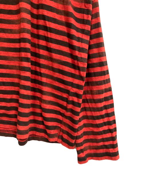 MINEDENIM（マインデニム）MINEDENIM (マインデニム) Hazy Border L/S T-SHRT レッド サイズ:XLの古着・服飾アイテム