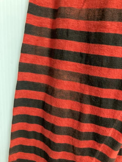 MINEDENIM（マインデニム）MINEDENIM (マインデニム) Hazy Border L/S T-SHRT レッド サイズ:XLの古着・服飾アイテム