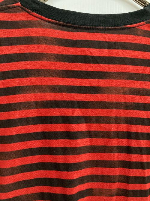 MINEDENIM（マインデニム）MINEDENIM (マインデニム) Hazy Border L/S T-SHRT レッド サイズ:XLの古着・服飾アイテム
