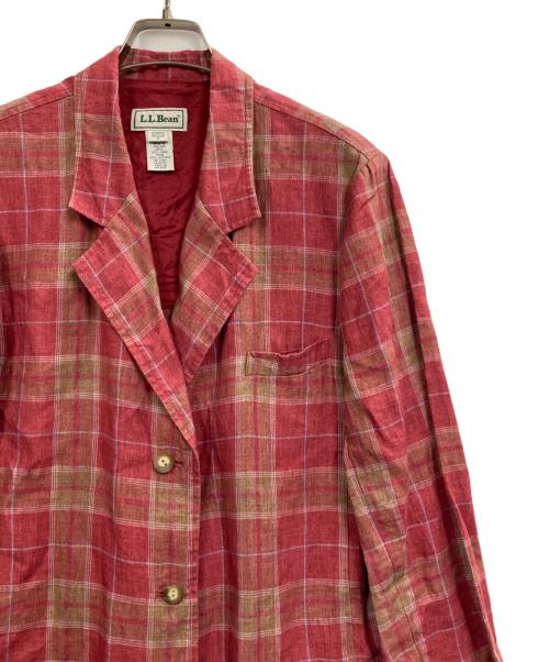 L.L.Bean（エルエルビーン）L.L.Bean (エルエルビーン) リネンチェックテーラードジャケット ピンク サイズ:12の古着・服飾アイテム