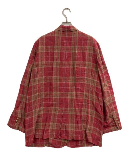 L.L.Bean（エルエルビーン）L.L.Bean (エルエルビーン) リネンチェックテーラードジャケット ピンク サイズ:12の古着・服飾アイテム