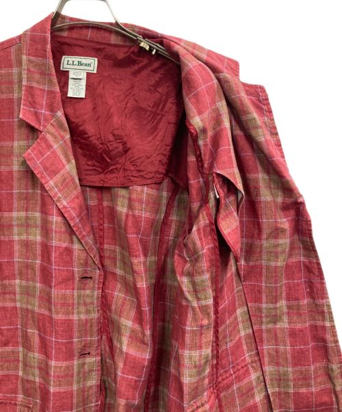 L.L.Bean（エルエルビーン）L.L.Bean (エルエルビーン) リネンチェックテーラードジャケット ピンク サイズ:12の古着・服飾アイテム