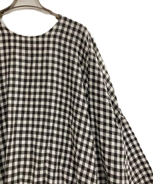 Veritecoeur（ヴェリテクール）Veritecoeur (ヴェリテクール) チェックリネンワンピース ホワイト×スミクロ サイズ:Fの古着・服飾アイテム