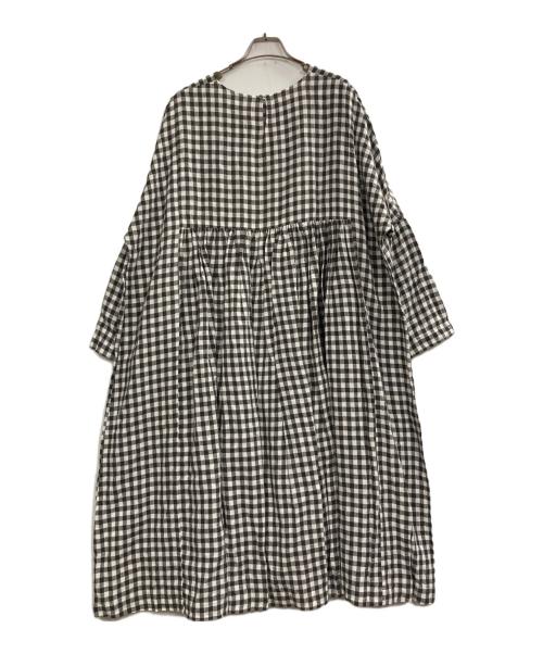 Veritecoeur（ヴェリテクール）Veritecoeur (ヴェリテクール) チェックリネンワンピース ホワイト×スミクロ サイズ:Fの古着・服飾アイテム