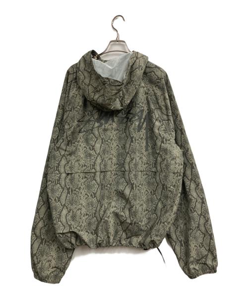 stussy（ステューシー）stussy (ステューシー) BEACH SHELL SNAKE PRINT NYLON JACKET オリーブ サイズ:Lの古着・服飾アイテム