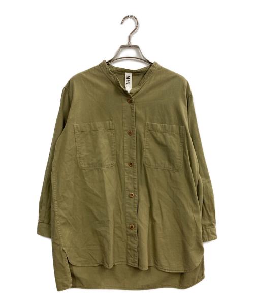 MHL（エムエイチエル）MHL (エムエイチエル) バンドカラー ミリタリーシャツ グリーン サイズ:1の古着・服飾アイテム
