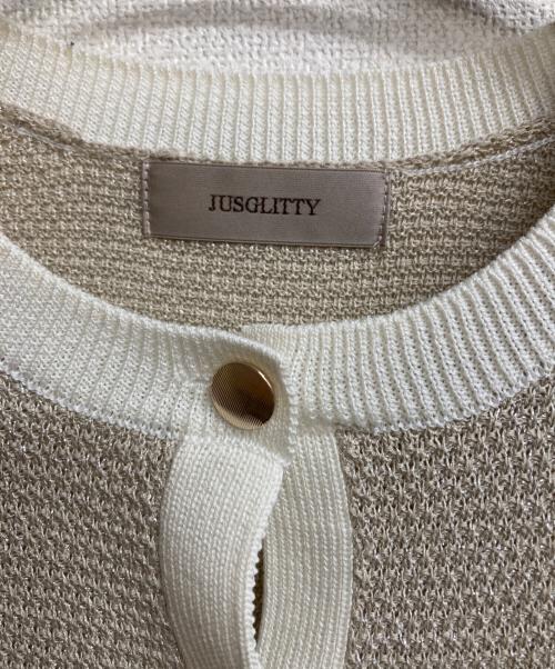 JUSGLITTY（ジャスグリッティー）JUSGLITTY (ジャスグリッティー) シャイニー配色ジャケットカーデ ベージュ サイズ:2の古着・服飾アイテム