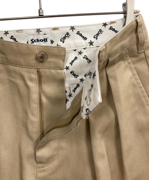 Schott（ショット）Schott (ショット) TC DOUBLE PLEATED WIDE PANTS ベージュ サイズ:Mの古着・服飾アイテム