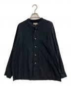 MARGARET HOWELLマーガレットハウエル）の古着「21AW スタンドカラー コットンボイル シャツ」｜ネイビー