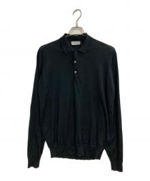 JOHN SMEDLEY（ジョンスメドレー）の古着「ニットポロシャツ」｜ブラック