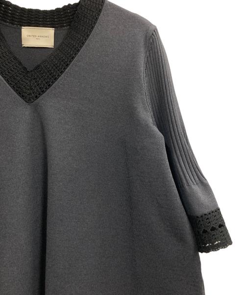 UNITED ARROWS（ユナイテッドアローズ）UNITED ARROWS (ユナイテッドアローズ) Vネック ニットチュニック ブラック サイズ:Freeの古着・服飾アイテム