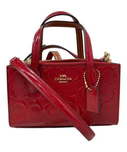 COACH（コーチ）COACH (コーチ) ニーナ ミニ トート・シグネチャー レザー レッドの古着・服飾アイテム