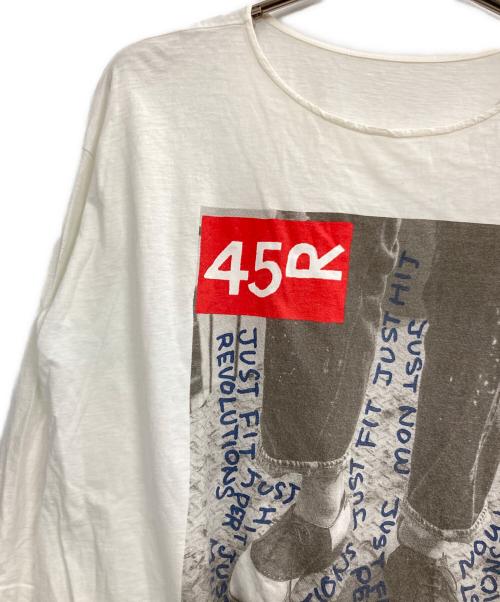 45R（フォーティファイブ・アール）45R (フォーティファイブ・アール) ロング丈プリントカットソー アイボリーの古着・服飾アイテム