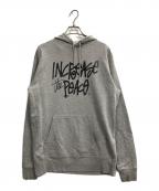 stussyステューシー）の古着「INCREASE THE PEACE HOODIE」｜グレー