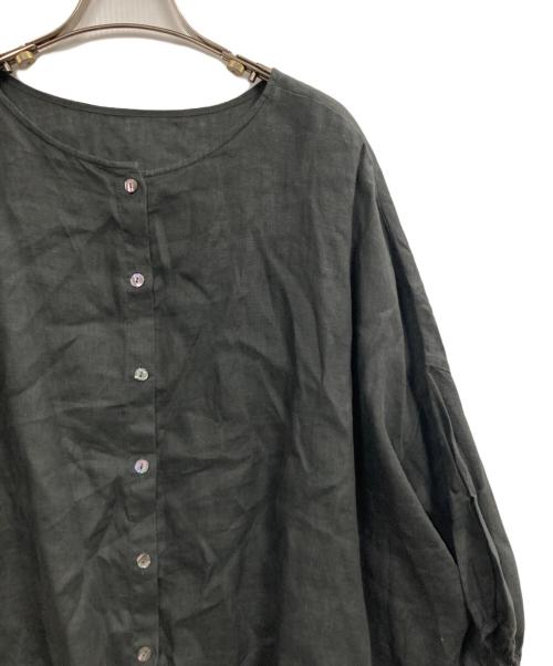 BEARDSLEY（ビアズリー）BEARDSLEY (ビアズリー) リネン前後ブラウス ブラック サイズ:FREEの古着・服飾アイテム
