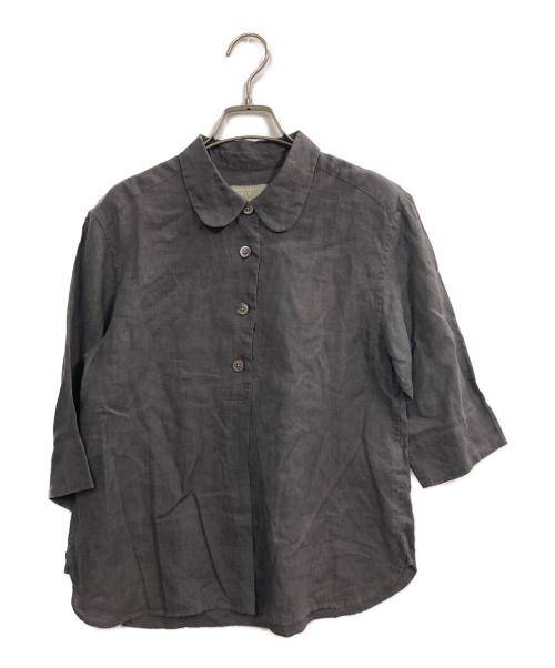 MARGARET HOWELL（マーガレットハウエル）MARGARET HOWELL (マーガレットハウエル) 丸襟7分丈シャツ ブラック サイズ:1の古着・服飾アイテム