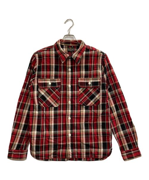 EIGHT G（エイトジー）EIGHT G (エイトジー) チェックフランネルワークシャツ レッド サイズ:Lの古着・服飾アイテム