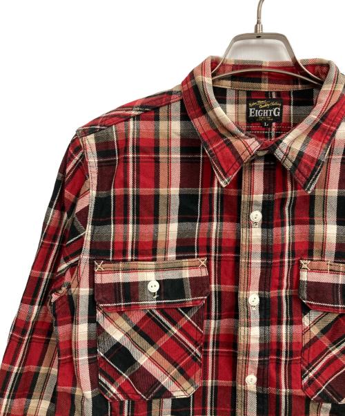 EIGHT G（エイトジー）EIGHT G (エイトジー) チェックフランネルワークシャツ レッド サイズ:Lの古着・服飾アイテム
